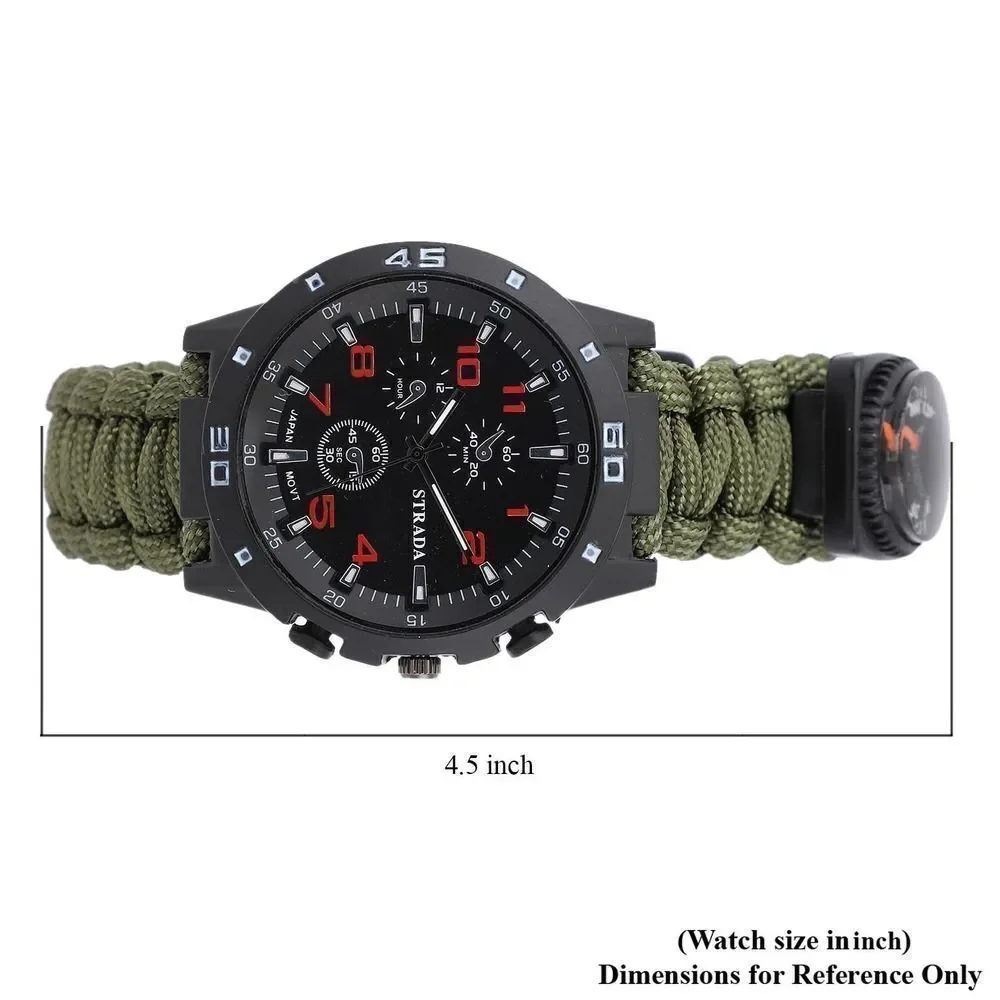 STRADA Watch with Green Nylon Strap and Stainless Steel Back